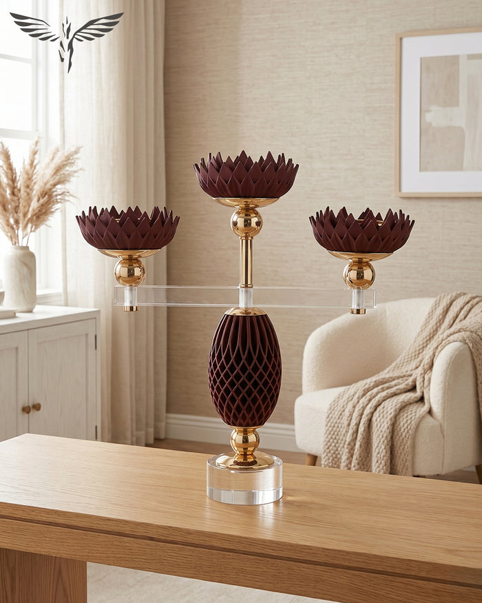 Burgundy Lattice Candelabra