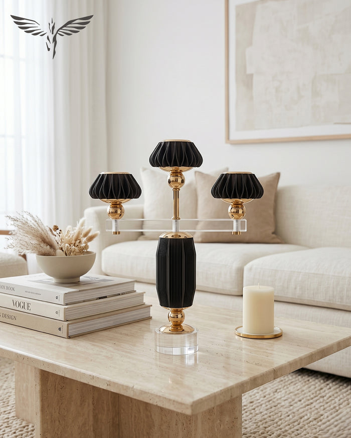 Black Pleated Candelabra
