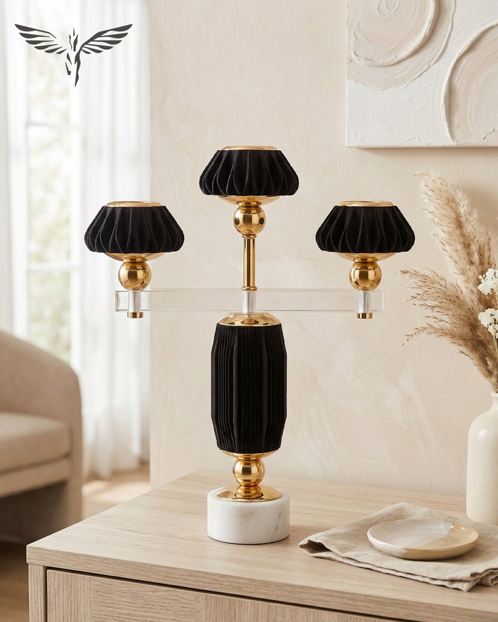 Black Pleated Candelabra