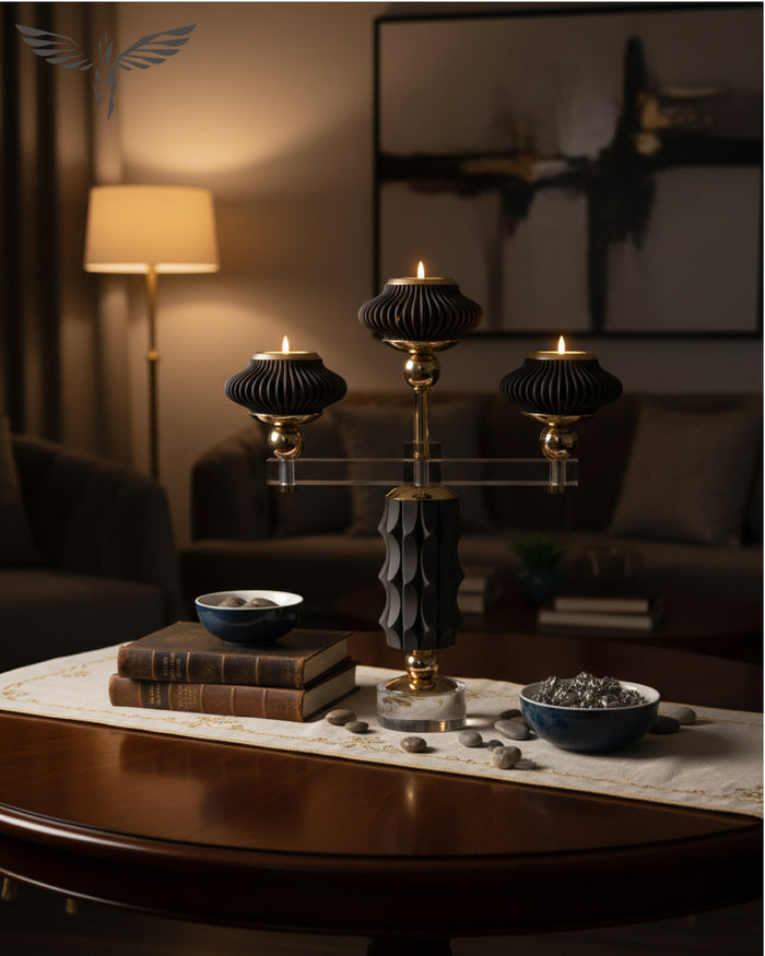 Brown Geometric Candelabra