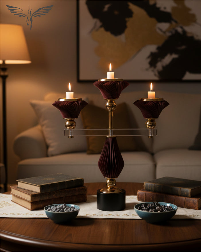Burgundy Petal Candelabra