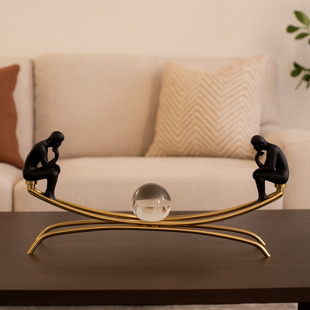 أرجوحة زخرفية مع تمثالين