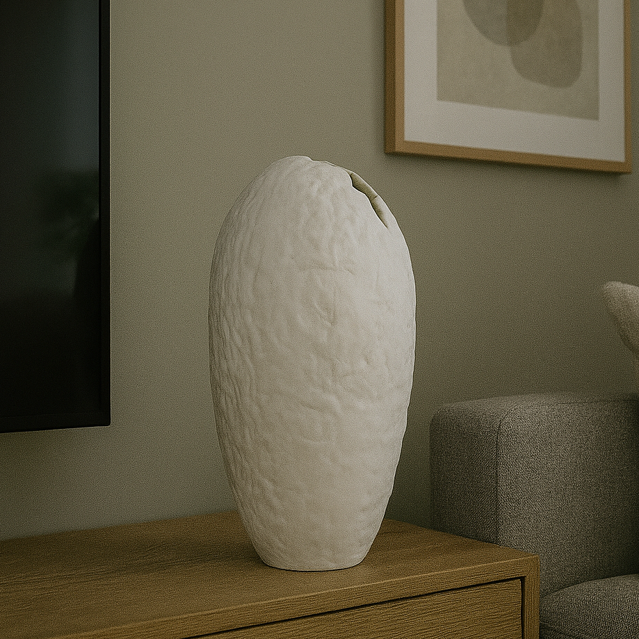 مزهريات خزفية بيضاء ذات حواف مفرغة