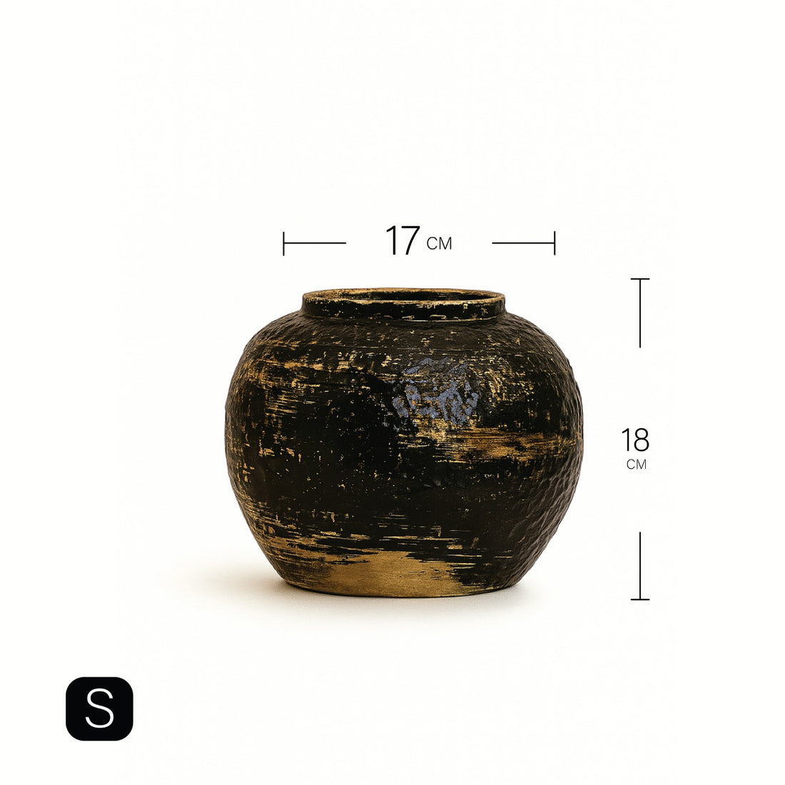 مزهرية أنيقة لامعة باللونين الأسود والذهبي