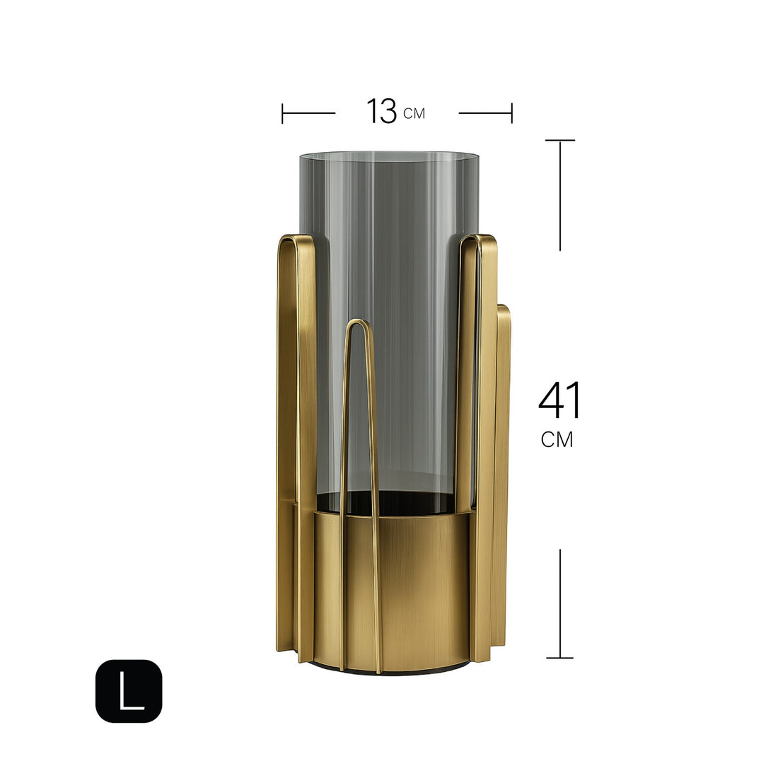 مزهرية من المعدن الذهبي والزجاج