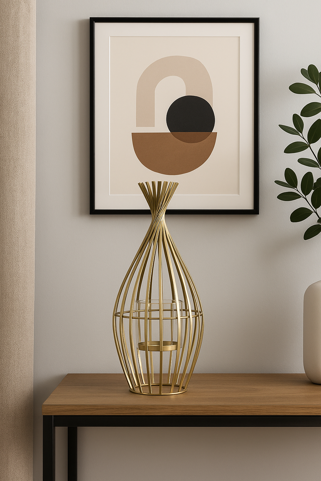 مزهريات من الأسلاك الذهبية بتصميم عصري ملتوي